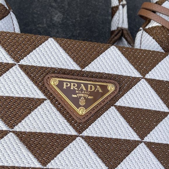 Prada Symbole Shopper Tote Jacquard Small Brown, Multicolor - Picture 4 of 16